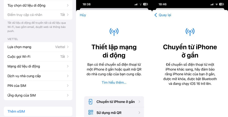 chuyển esim sang máy khác